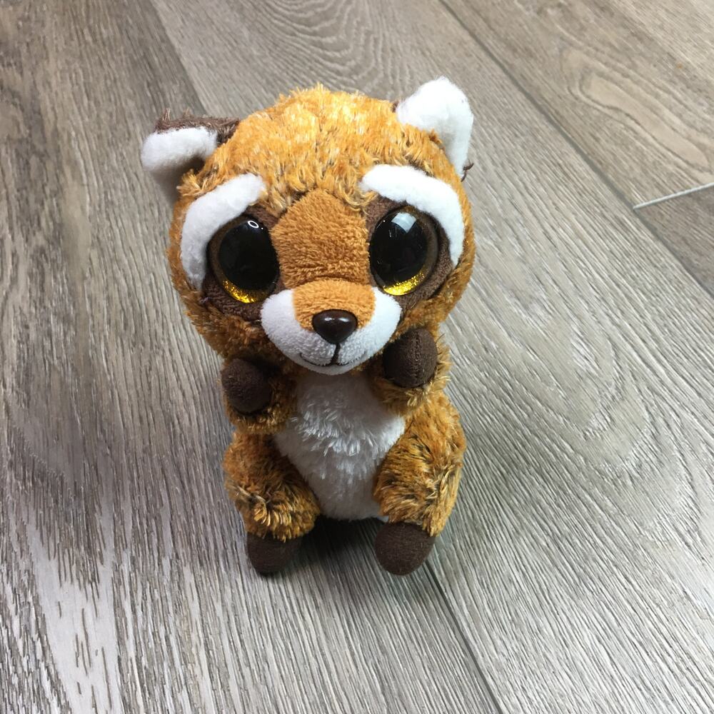 Ty Beanie Boo Rusty Red Panda Plush Stuffed Animal Big Eyes Brown White 6"